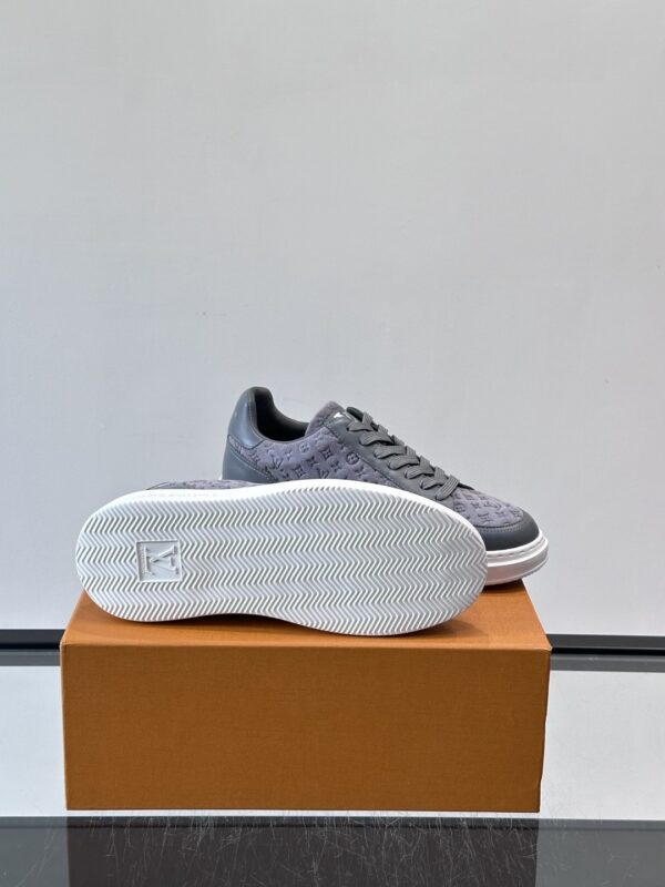 Louis Vuitton Dark Grey Suede Monogram Thick-Sole Low-Top Sneaker