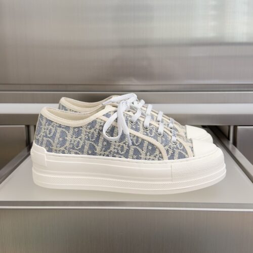 Dior Blue Oblique Canvas Platform Low-Top Sneaker