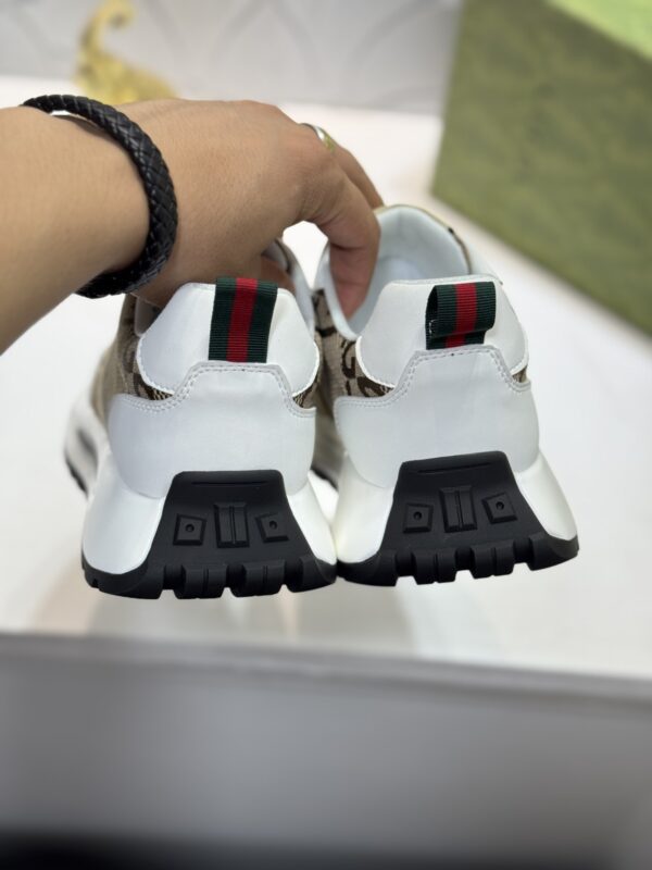 Gucci White GG Monogram Web Stripe Low-Top Sneaker