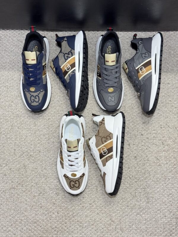 Gucci White GG Monogram Web Stripe Low-Top Sneaker