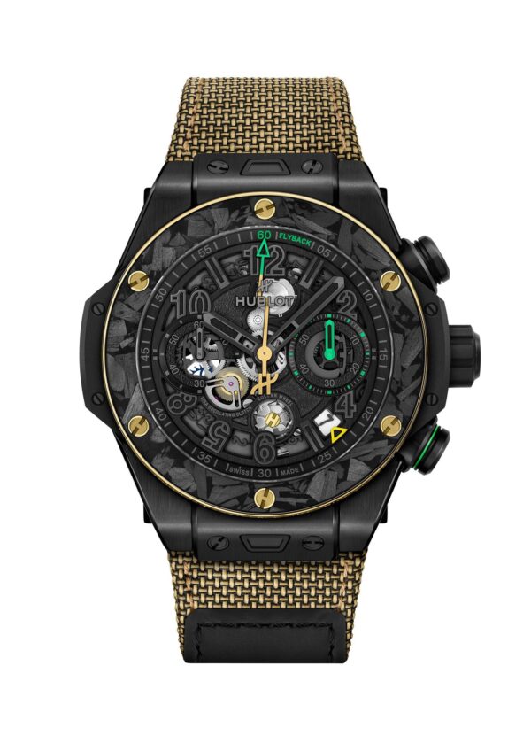HUBLOT BIG BANG RELOADED series Bolt cooperation automatic mechanical movement 100 meter waterproof men's watch Swiss watch 44mm hollow dial ceramic case fabric nylon strap