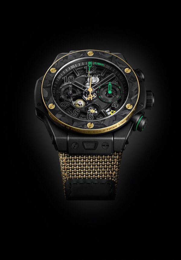 HUBLOT BIG BANG RELOADED series Bolt cooperation automatic mechanical movement 100 meter waterproof men's watch Swiss watch 44mm hollow dial ceramic case fabric nylon strap