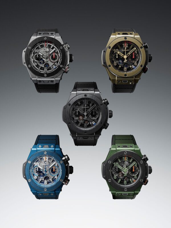 HUBLOT BIG BANG RELOADED series Bolt cooperation automatic mechanical movement 100 meter waterproof men's watch Swiss watch 44mm hollow dial ceramic case fabric nylon strap