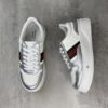 Gucci Metallic Silver & White Chunky Platform Sneaker with Web Stripe