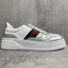 Gucci Metallic Silver & White Chunky Platform Sneaker with Web Stripe
