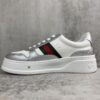 Gucci Metallic Silver & White Chunky Platform Sneaker with Web Stripe