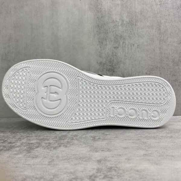 Gucci Metallic Silver & White Chunky Platform Sneaker with Web Stripe