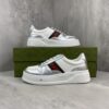 Gucci Metallic Silver & White Chunky Platform Sneaker with Web Stripe