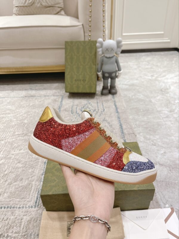 sy_no_27A03262C027658E1193E2784E402C6F_0 Gucci MAC8 Glitter & Crystal Low-Top Sneaker with Web Stripe