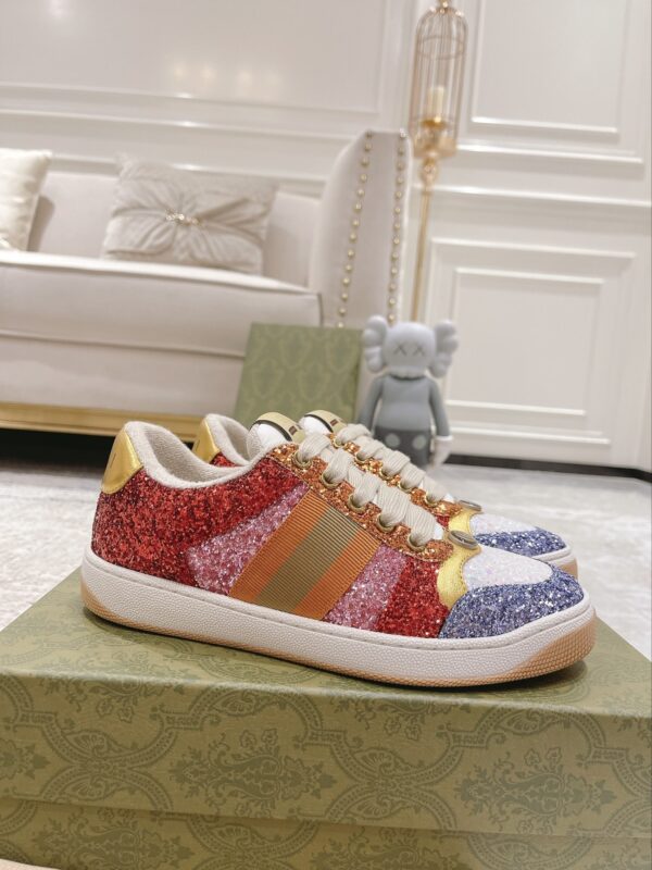 sy_no_27A03262C027658E1193E2784E402C6F_1 Gucci MAC8 Glitter & Crystal Low-Top Sneaker with Web Stripe