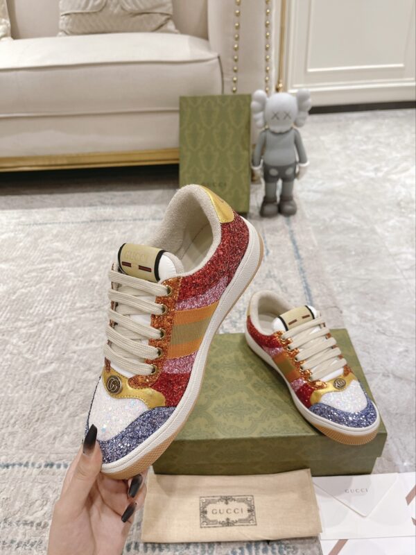 sy_no_27A03262C027658E1193E2784E402C6F_4 Gucci MAC8 Glitter & Crystal Low-Top Sneaker with Web Stripe