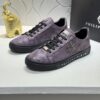 sy_no_2820A17D99C7BEFB02805F8CD876A192_1 Philipp Plein Purple Vintage Leather Metal-Logo Low-Top Sneaker