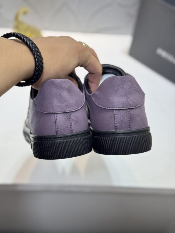 sy_no_2820A17D99C7BEFB02805F8CD876A192_2 Philipp Plein Purple Vintage Leather Metal-Logo Low-Top Sneaker