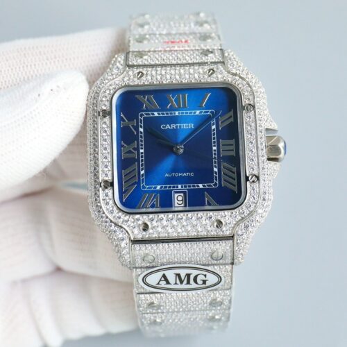 Cartier Shandushi series automatic mechanical movement Roman scale men's watch Swiss watch blue dial stainless steel strap