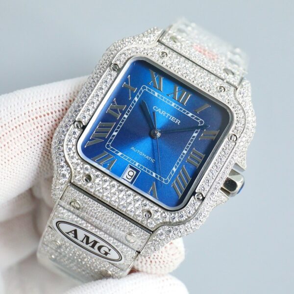 Cartier Shandushi series automatic mechanical movement Roman scale men's watch Swiss watch blue dial stainless steel strap