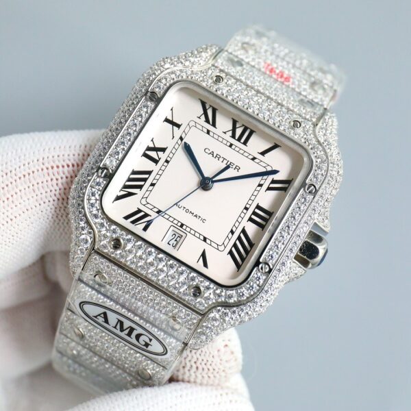 Cartier Shandushi series automatic mechanical movement Roman scale men's watch Swiss watch blue dial stainless steel strap