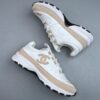 sy_no_2842FA0017B6E4AFBFDE1F9242B8EA3A_8 Chanel White-Beige Mixed-Material Low-Top Sneaker with Suede and CC Logo