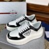 Prada White Black Triangle Logo Chunky Court Sneaker