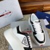 Prada White Black Triangle Logo Chunky Court Sneaker