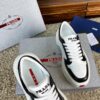Prada White Black Triangle Logo Chunky Court Sneaker