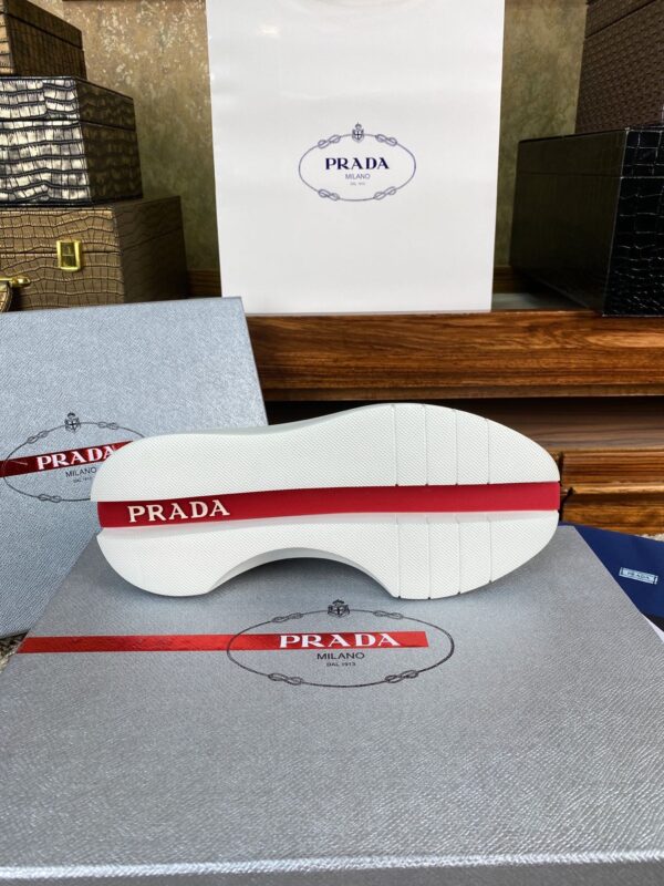 Prada White Black Triangle Logo Chunky Court Sneaker