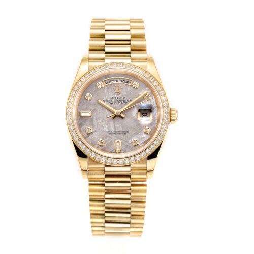 sy_no_2AC31B0F89AD43F7CEFE2578A6E84CF9_0 ROLEX Rolex with diamond studded K-gold calendar type automatic mechanical movement date display gold dial
