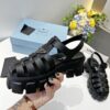 sy_no_2E421CEF8F068595925F6800E09AA7E1_2 Prada Black Rubber Weave Triangle Tread Platform Sandal