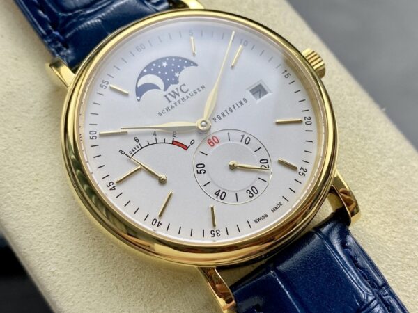 IWC Botao Fino series manual mechanical movement, waterproof date display, power reserve display, men's watch, Swiss watch 45mm