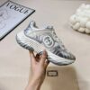 sy_no_2F96F1BA365E06FAB6DD5AB74251E8ED_0 Gucci Metallic Silver & White Chunky Sneaker with Interlocking G Logo