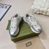 sy_no_2F96F1BA365E06FAB6DD5AB74251E8ED_5 Gucci Metallic Silver & White Chunky Sneaker with Interlocking G Logo