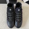 sy_no_301C920624F03E29F93F7AC768B3CE56_4 Chanel Black Leather and Knit Slip-On Low-Top Sneaker with Speckled Laces and CC Logo