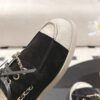 Chanel Black Suede Low-Top Shoe with Cap-Toe & CC Chain Detail