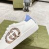 sy_no_313907CC2454D26E73E3605B98B84DA3_6 Gucci White Leather Low-Top Sneaker with Snake-Effect Interlocking G and Blue Heel Detail