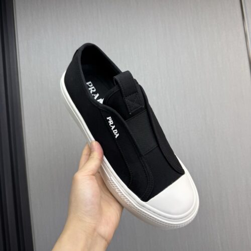 Prada Black Canvas Slip-On Platform Sneaker