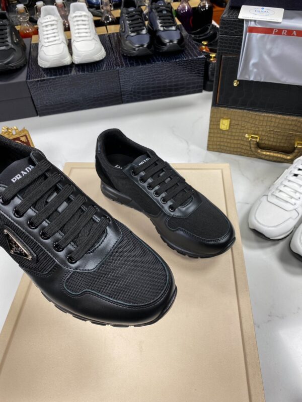 sy_no_3382BCB0367841513A8DDF1B1892AEDC_3 Prada All-Black Mesh Leather Triangle Logo Trainer