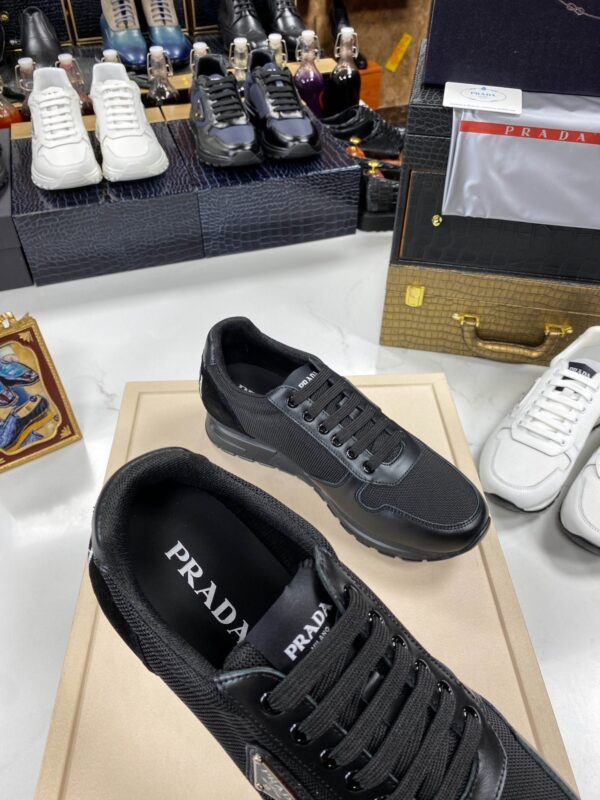 sy_no_3382BCB0367841513A8DDF1B1892AEDC_5 Prada All-Black Mesh Leather Triangle Logo Trainer