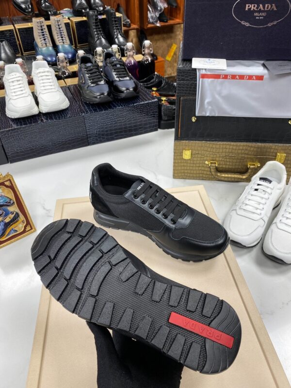 sy_no_3382BCB0367841513A8DDF1B1892AEDC_6 Prada All-Black Mesh Leather Triangle Logo Trainer