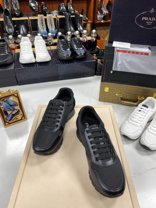 sy_no_3382BCB0367841513A8DDF1B1892AEDC_8 Prada All-Black Mesh Leather Triangle Logo Trainer