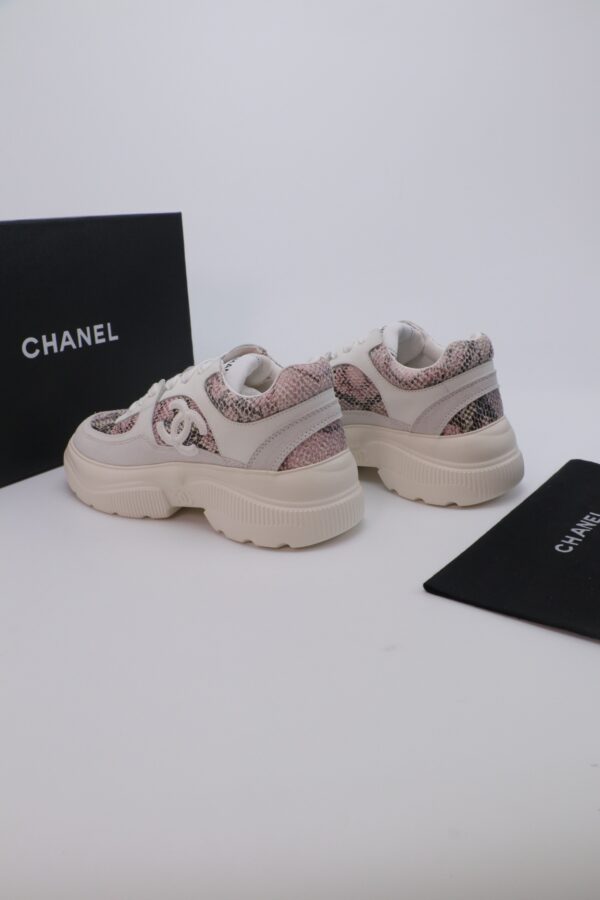 Chanel Snake-Print Trainer White-Pink