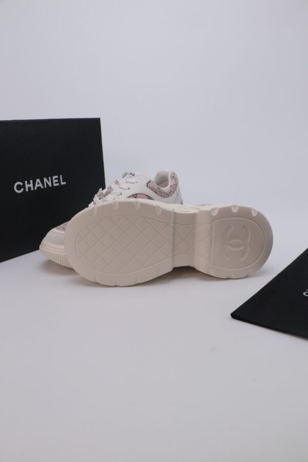 Chanel Snake-Print Trainer White-Pink