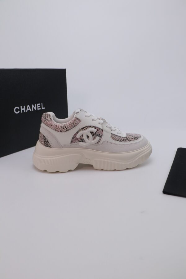 Chanel Snake-Print Trainer White-Pink