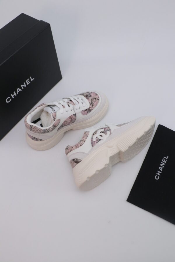 Chanel Snake-Print Trainer White-Pink