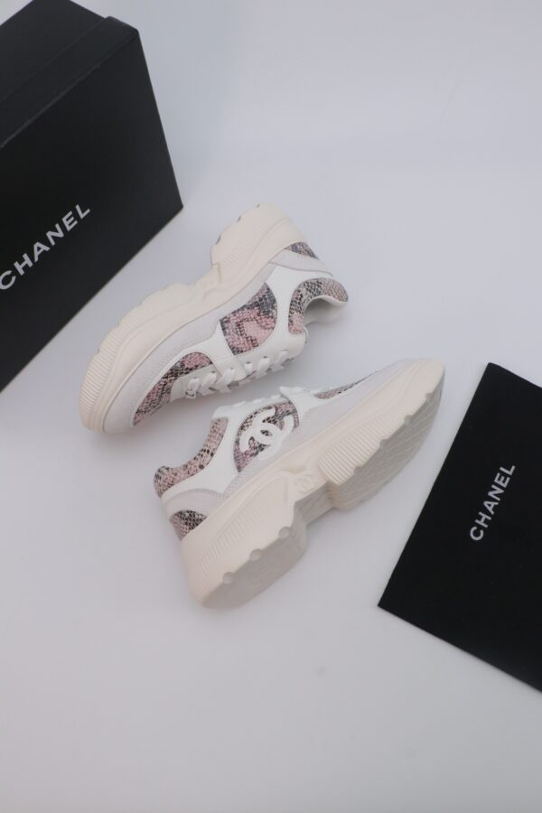 Chanel Snake-Print Trainer White-Pink