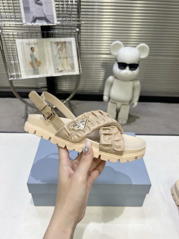 sy_no_34BB57D15ECDB44175777DE6B4C56C4F_3 Prada Beige Ruched Cross-Strap Platform Sandal