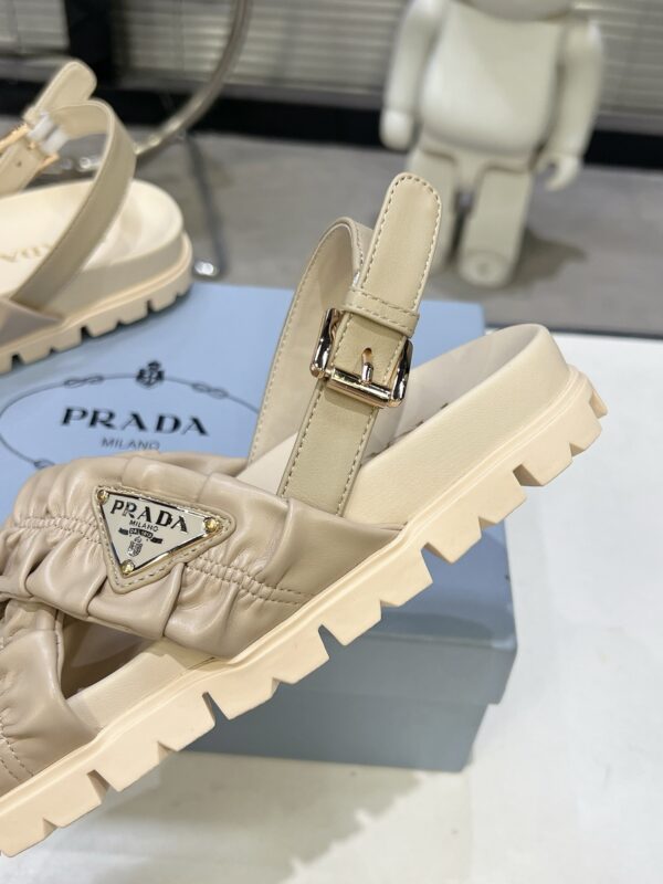 sy_no_34BB57D15ECDB44175777DE6B4C56C4F_4 Prada Beige Ruched Cross-Strap Platform Sandal