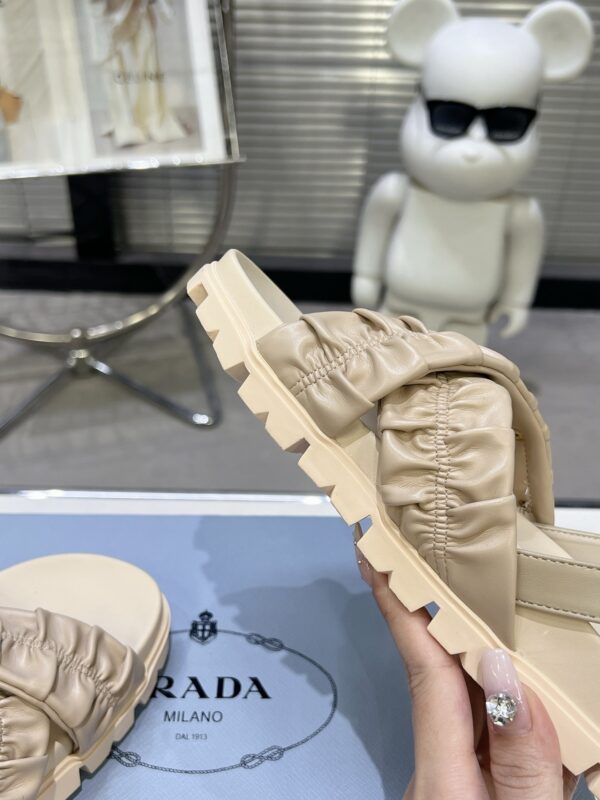 sy_no_34BB57D15ECDB44175777DE6B4C56C4F_6 Prada Beige Ruched Cross-Strap Platform Sandal