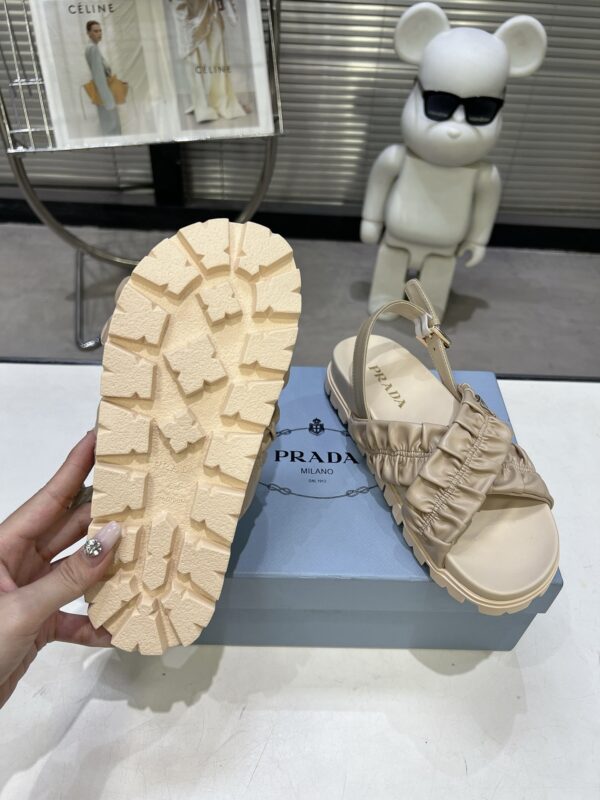 sy_no_34BB57D15ECDB44175777DE6B4C56C4F_7 Prada Beige Ruched Cross-Strap Platform Sandal