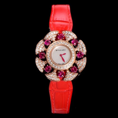 BVLGARI DIVAS'DREAM series watches with quartz movement and crocodile leather strap 33mm