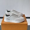 Louis Vuitton White-Grey Monogram Print Silver-Heel Low-Top Sneaker