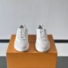 Louis Vuitton White-Grey Monogram Print Silver-Heel Low-Top Sneaker